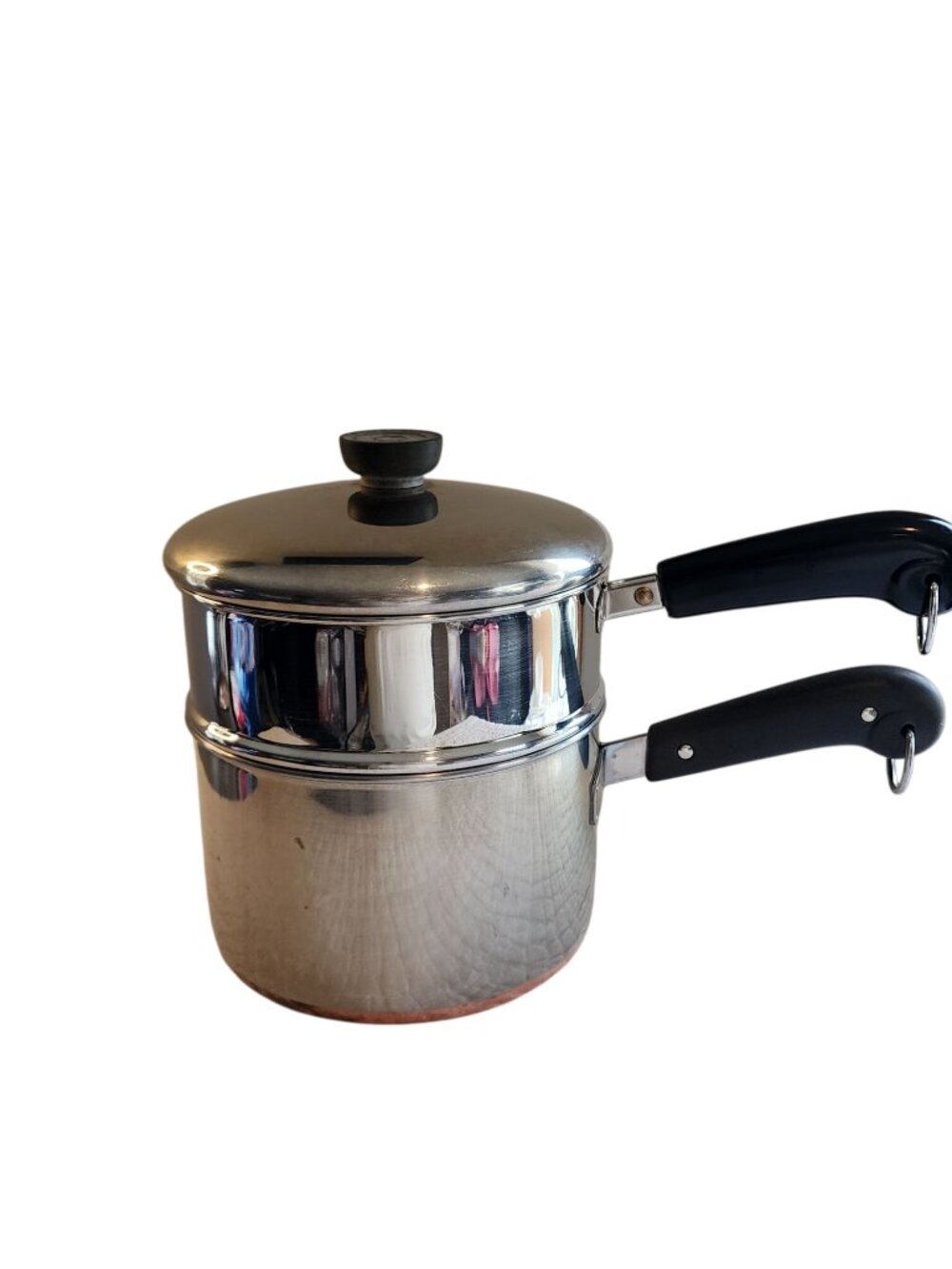 Vintage Revere Ware Copper Bottom 2 Quart Double Steamer Sauce Pan w/ Lid
